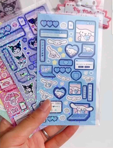🇲🇾Ready Stock🇲🇾1 Sheet Sanrio PVC LASER Cute Sticker PVC Gooka Decorative DIY Glitter Stickers 三丽鸥贴纸 MELODY KITTY POMPO CINNAMOROLL