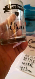 Transparent Sticker for Shot Glass Souvenir Birthday Wedding Anniversary Christening - Shot Puno Elroche Cheers Rosie Age Gets Better with You.