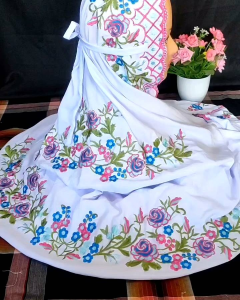 Mukena Terusan Dewasa Bahan Katun Polino Motif Bordir Bunga Rose Cantik