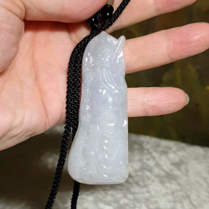 Gegegems Collection natural untreated Burma Jade (Type A Jadeite) Guan Gong (Guan Yu) pendant/handheld (with certificate) 翡翠关公吊坠/手持(带证书)