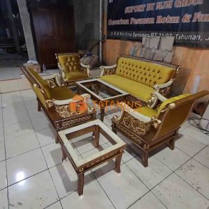 SOFA KURSI TAMU ALADIN KAYU JATI FINISHING MURAH MEJA KOPI UKIR MINIMALIS ANTIK MODERN KLASIK MURAH DEKORASI RUANG INTERIOR TATANING FURNITURE JEPARA