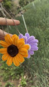 พวงกุญแจทานตะวัน+เยอบีร่า2ชิ้น พวงกุญแจลวดกำมะหยี่ใช้งานง่ายสวยและน่ารักไว้ห้อยกระเป๋า