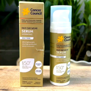 Cancer Council Face Day Wear Serum Hydrating Dewy Finish SPF50+ 50ml - Serum Chống Nắng Dưỡng Ẩm.