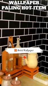 HOMIE 45cm x 10m Brick Wallpaper / Kertas Dinding Bata / Wall Sticker Grey Brick Brown Brick Wallpaper White Brick Black