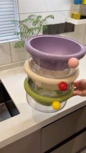 双层多巴胺沥水篮 (1套2个) Double-layer dopamine drain basket #高颜值多巴胺双层沥水篮,洗瓜果蔬菜太方便了😍.一秒沥水还能端上桌当果盘来使用✨#厨房好物#方便又实用🌈.