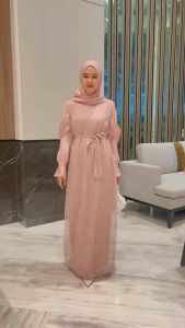 Sermaine Set Hijab Dress Shimmer Mewah / Set Kerudung