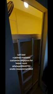 Loft bed customize with cabinet and mattress singapore for helper room/store room/bomb shelter/unity