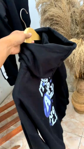 Sweater Hoodie Boxy Oversize Starboy Distro Pria Wanita Sweater Hitam Cowok Polos Keren Outfit Skena Trend Kekinian