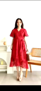 DRESS BROKAT PREMIUM BEVERLY DRESS KIMONO BRUKAT ELEGANT PARTY DRESS NATAL PAKAIAN WANITA MURAH