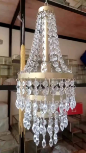 LAMPU KRISTAL AKRILIK DEKORASI JANUR OVAL 3SUSUN 20X45