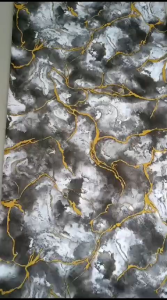 Wallpaper Sticker Dinding Motif Marmer Putih Bercak Kuning Biru