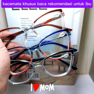 Kacamata Baca I Love Mom Frame Plastik Modis Cat Eye Kaki Per Khusus Wanita COD Premium