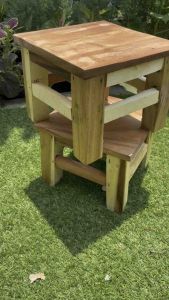 ม้านั้ง เก้าอี้ ทั้งเก้าอี้ไม้ ตั่งนั้ง สุขภาพสำหรับเคลื่อนไหว้ ประกอบงานฝีมือ สีสวยด้วย กว้าง 9.5 นิ้ว สูง 8 นิ้ว 4 มุม