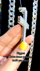silver 925 biggest cross stone pendant