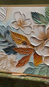 Lukisan Timbul Hiasan Dinding Lukis Abstrak Bunga Tekstur Dengan Bingkai - FUTURE ART PAINTING