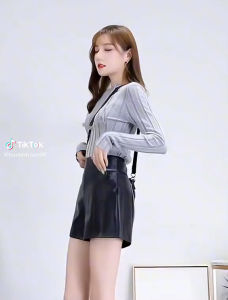 Quần short Da Pu cạp chun quần đùi da cạp cao tôn dáng Quần Short Da Dây Kéo Trước kiểu