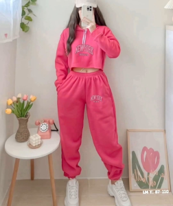 ESTER (NEW YORK) HOODIE CROP/JOGGER TERNO (FREESIZE SMALL TO LARGE FIT) BY. JLC