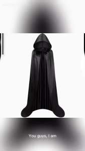 [SG Ready Stock] Black Hooded Satin Cloak Cape 170cm Gothic Vampire Halloween Cosplay Costume Fast Shipping