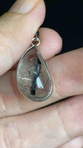 (Real Unit) Black Rutilated Quartz Pendant 3g+-Silver Plated 黑发晶吊坠镀银 (S/n: 3270328)