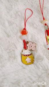 Móc treo mèo thần tài mini handmade dây đỏ may mắn charm phong thủy tài lộc