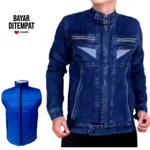 Beli Jaket Jeans Resleting Ziper Bonus Rompi Motor