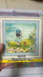 Tranh thêu kín chữ thập Bé gái Y0670 kích thước 50 x 50 cm