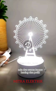 Lampu tidur aestetic hias kamar 3D 3 warna dekorasi ruangan