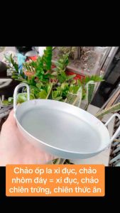 Chảo ốp la xi đục - Chảo nhôm đáy bằng xi đục Cao Cấp chảo chiên trứng chiên thức ăn có tay cầm - gia dụng Nari