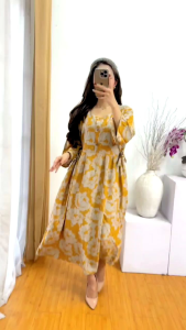 Daster Jumbo Kancing Depan Busui Dan Bumil - Dress Bunga Mawar bahan rayon adem dan lembut terbaru 2025