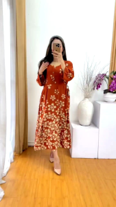 Daster Jumbo Busui Dan Bumil Viral kekinian - dress bunga anggrek bahan rayon adem dan lembut kancing depan