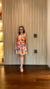 017D เดรสลายดอก เดรสสั้น เดรสสายเดี่ยว เดรสไปทะเล เดรสไปภูเขา