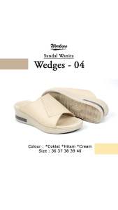 Sandal cewek wedges-04 slip on hak tinggi size 36-40 coklat hitam cream fashion wanita sendal pesta kasual
