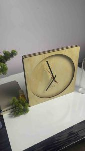 Đồng Hồ Gỗ MDF 27cm Treo Tường & Để Bàn - Decor Tối Giản Vintage Máy kim Trôi Không Tiếng Ồn