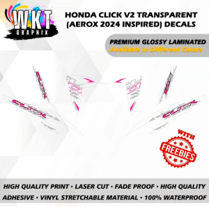 HONDA CLICK V2 TRANSPARENT (AEROX 2024 INSPIRED) DECALS (WATERPROOF LAMINATED FADE PROOF)