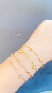 RinaXp - Gelang 2Layer Titanium Rantai Jedar Aksen Love Anti Karat