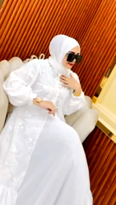 GAMIS PESTA MEWAH DAN ELEGAN FREE HIJAB-GAMIS WANITA BAHAN KATUN BORDIR MIX CERUTY-GAMIS POLOS TERBARU COMBINASI PAYET MUTIARA