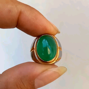 Cincin Batu Green Calsadoni Super Mewah