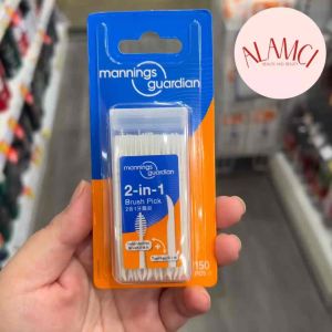 Tăm Chỉ Nha Khoa Mannings Guardian Dental Floss 2 in 1 Brush Picks Có Đầu Bản Chải Và Tăm 2 Trong 1 - 150 Cây