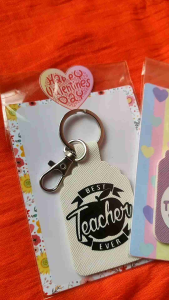 Best Teacher Ever Faux Leather Bag Charm Keychain - Teachers Gift Idea