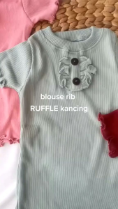 BAJU ANAK PEREMPUAN USIA 1 SAMPAI 4 TAHUN/ ATASAN RUFFLE KNIT TEE TANGAN PENDEK/ BAJU ANAK PEREMPUAN BAHAN RIB