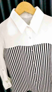 Anggun tunik kemeja salur perempuan terbaru Korean style