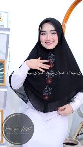 Hijab Khimar Syari 2 Layer Ceruty Babydoll Bunga