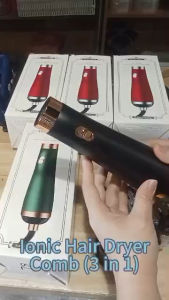 (3 PIN PLUG) Ionic Hair Dryer Comb ( 3 In 1 ) Wind Fast Dry Air Blow Dryer With Brush for Hair Curler Straightener Brush