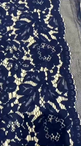 vải ren chỉ 2 da màu xanh đen ( ko cần lót) co dãn nhẹ dày mềm đẹp _( khổ 1m5)