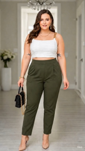 Plussize Highwaist Skinny Pants in green brown blue navy fit for casual outings