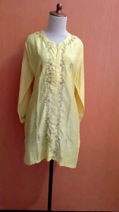 atasan wanita tunik kuning muda pastel RAUDHAH cewek M L lengan panjang santai kerja kuliah