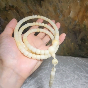 9mm Bodhi Root (seeds of Corypha umbraculifea) straight cut beads 108 mala necklace 菩提根直切珠108念珠项链