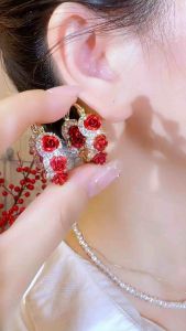 (Bebas beli 2 dapat bonus) H-Girl888 COD A29 Anting mawar merah romantic original wanita Korea titanium anti karat anti luntur