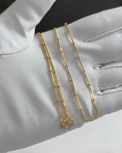 เงินแท้ 925/สร้อยคอเงินแท้สีทอง ลายกล่องคั่นบอล (ชุบทอง) หนา 1 มิล | NG110003