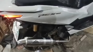 HONDA PCX 160 TEARDROP POWER PIPE WITH COMPLETE SET BRACKETCLAMPSPRINGCANISTER AND STRAIGHT ELBO